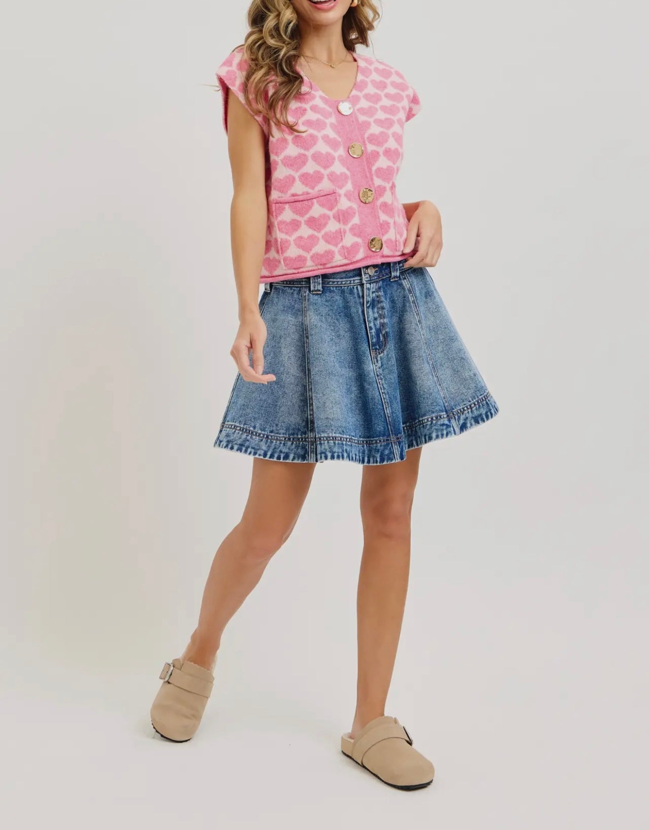 Valentines Hear Sweater Knit Top