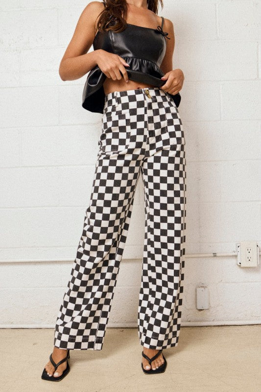 Checkered Black Leg Pants