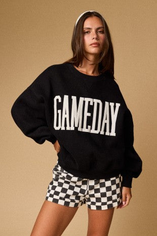Women's Black Melange Long Sleeve Top