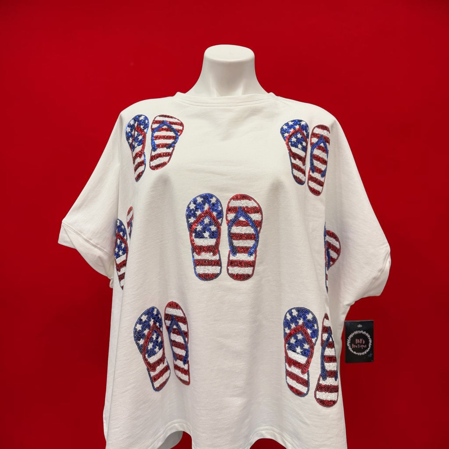 Independence Day Patriotic Flip-Flop Graphics Top