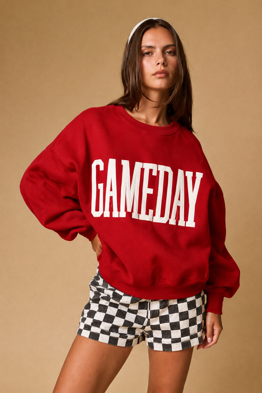 Women's Red Melange Long Sleeve Top