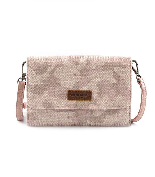 Wrangler Pink Camo Print Canvas Clutch/Crossbody
