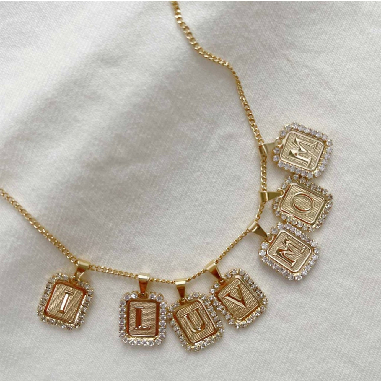 BRACHA Gold Filled Royal Initial Card Necklace