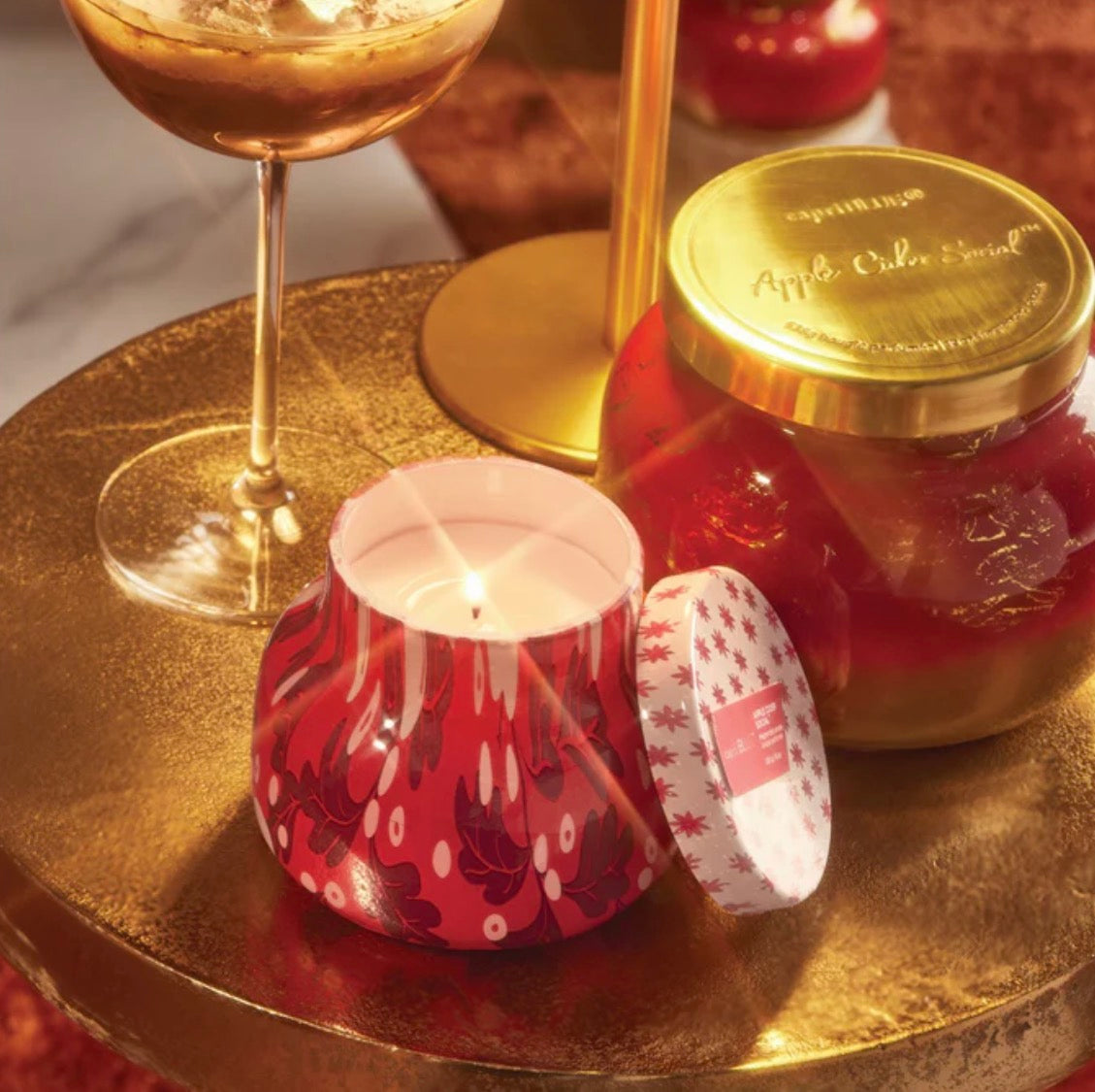 Capri BLUE - Apple Cider Social Holiday Pattern Play Petite Candle