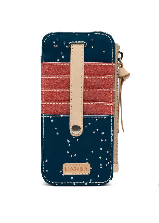 Phone case with star pattern and red stripe on a white background