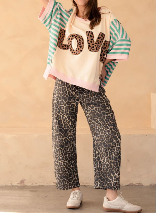 Trendility Leopard Print Barrel Jeans