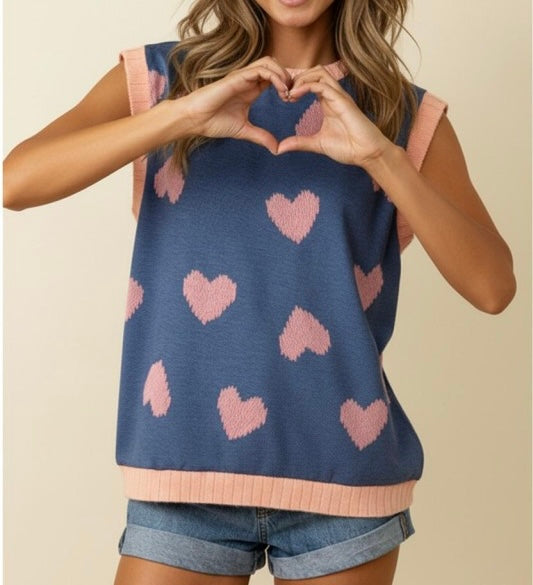 Dolman Heart Short Sleeve French Terry Top