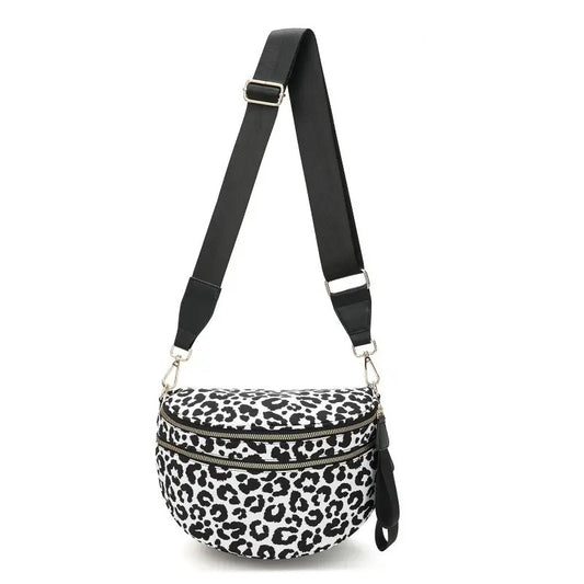 Crossbody Zipper Removal Strap Sling Bum Bag (Leopard)