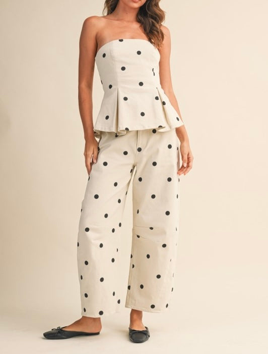 Black Polka Dot Denim Tube Top - Sold out