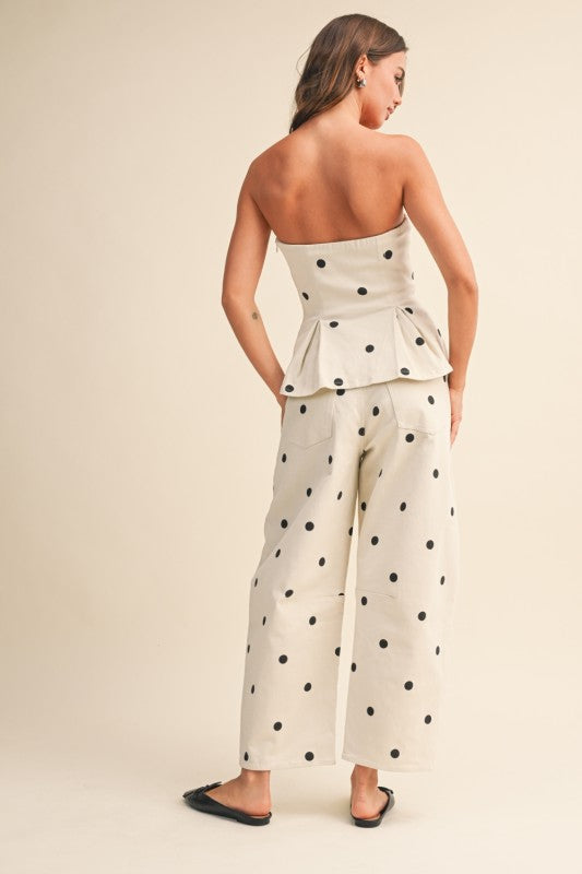 Black Polka Dot Denim Tube Top - Sold out