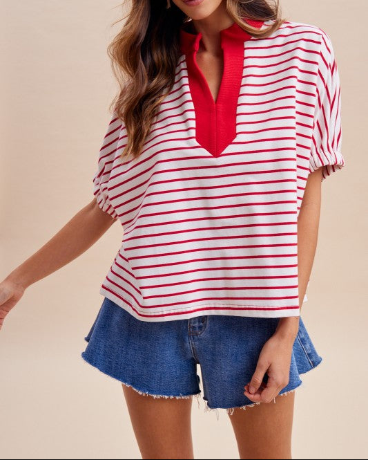4th July Stripe Dolman Sleeve Oversized Knit Top