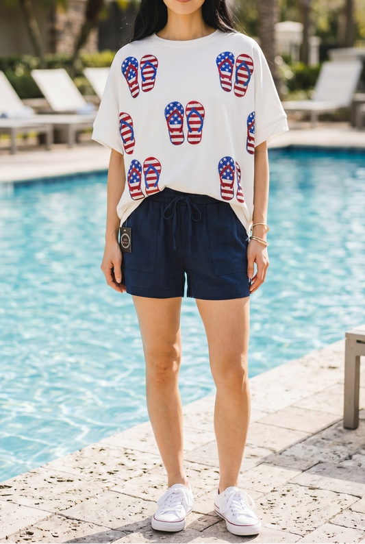 Independence Day Patriotic Flip-Flop Graphics Top