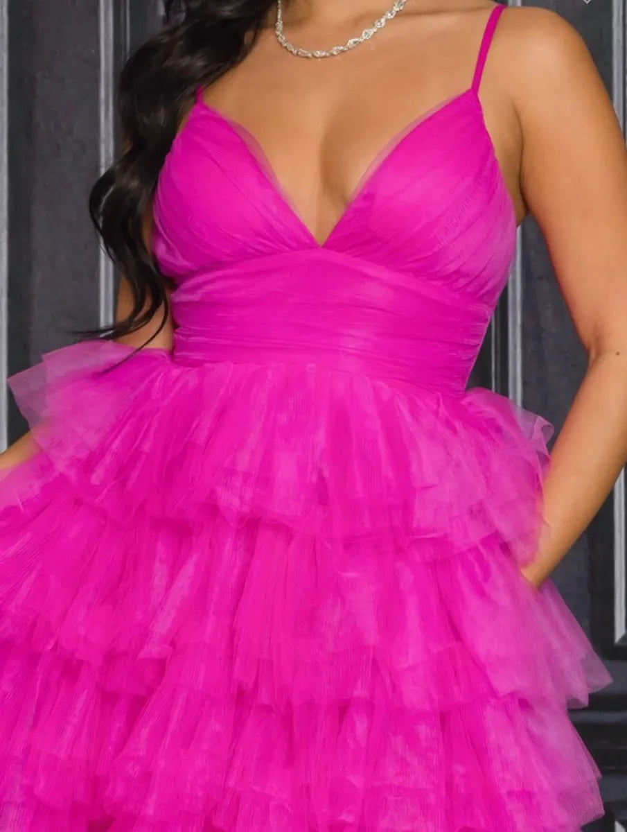 Ruffled Maxi Dress (Pink)